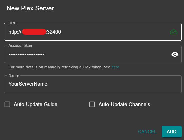 Manual Plex server