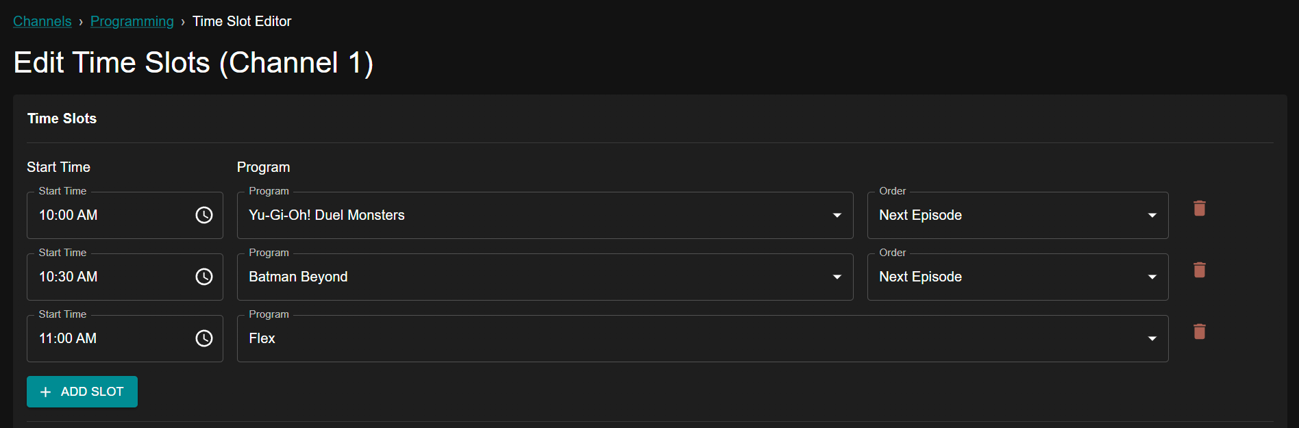 Time Slots example with flex