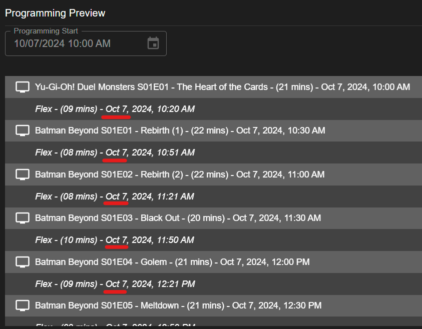 Time Slots preview